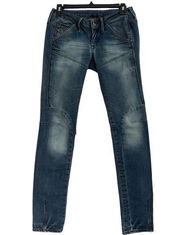 G-Star Raw Denim SZ 26 Skinny Jeans Low-Rise Stretch Whiskered 5-Pocket Blue