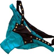 Beach Bunny Bikini Bottom Black Turquoise nwt