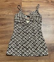 Michael Kors Shirred Keyhole Tankini Swim Top Women Size 4 Small Chocolate Brown