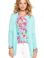 Lilly Pulitzer The Heidi Cardigan in Light Turquoise Size: XS Gold Buttons