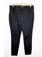 NYDJ Ami High Rise Lift Tuck Stretch Skinny Jeans Black Denim Size 12