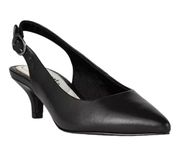 EASY STREET Faye Slingback Kitten-Heel Pumps $60 US Size 9 N Black Patent New