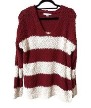 FAVLUX Striped Popcorn Knit Oversized Sweater Sz Medium