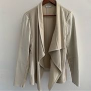 VINCE Vince Camuto Cream Leather Trim Wool Drape Blazer Jacket Size Large