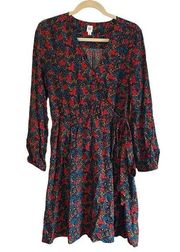 GAP FLORAL LONG SLEEVE WRAP DRESS