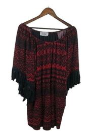 VaVa by Joy Han Blouse Womens Size L Tribal Geometric Off The Shoulder Draped