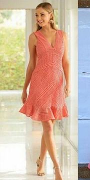 BOSTON PROPER Coral Lace Sleeveless Flutter Dress size 8