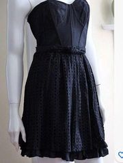 Laundry By Shelli Segal Dress NWT SZ 10 Strapless Corset Eylet Skirt Black LBD