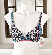 Jessica Simpson Bikini Top Rose Multi Bra Size S, NWT $108.00