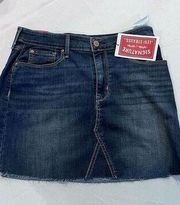 Levi's Womens Raw Edge Straight Denim Jean Mini Skirt Blue Medium Wash Size 8