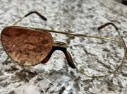 Gucci  0432 Gold Brown Aviator Etched Metal Retro Sunglasses GG0432S Unisex 002