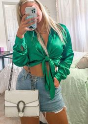 Kelly Green Silk Top