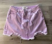 Blush Boutique Zip up distressed fringed cut off lavender denim skirt Me…