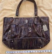 ⭐️Host Pick⭐️ JLo brown faux alligator print satchel w/ lots of details