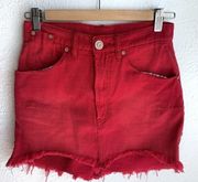 One Teaspoon Vanguard High Waist Denim Skirt Red Envy