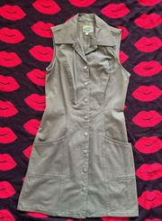 Vintage 90s  Army Green Sleeveless Bodycon Dress XS-S