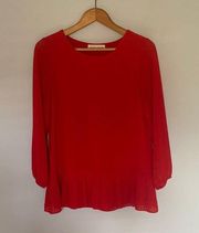 Pants Store Red Long Sleeve Blouse Size Small