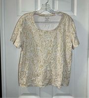 White Stag Cream/Tan Print Scoop Neck Short Sleeve Tee XXL