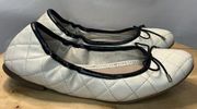 Essex Lane Becca Quilted Ballet Flat Cream Leather Bow Slip On Women's 8M