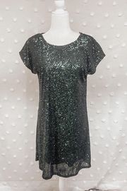 Emerald Green Sequin Short Sleeve Short Dress Size 8