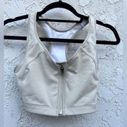 34DD Moving Comfort MD beige zip up sports bra