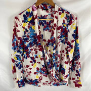 Halogen Floral Wrap Scoop Neck Blouse Size XSP