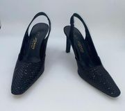 St. John Black Alicia Paillette Shimmer Embellished Slingback Heels Size 6.5 B