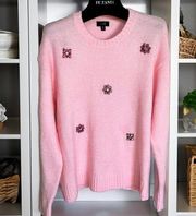 Adorable Pink Sweater with Rhinestone Embellishments from ontwelfth Size XL  NWT