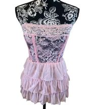 Beaded Dreamgirl Sleep Dress Sheer Lace Ruffled Nightgown Nightie