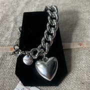 Chico’s Silver Tone Chunky Link Puffy Heart Bracelet