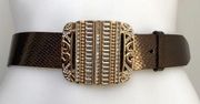 Vintage Kathy Van Zeeland Belt Gold Rhinestone Buckle Copper Size S/M