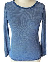 DYLAN Stripe Blue Jersey Crew Long Sleeve ALEX Top ~ Women's Shirt Size SMALL