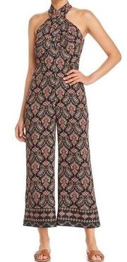 Kobi Halperin Tara Jumpsuit Size 2 Paisley Boho Silk Crisscross Halter Cropped