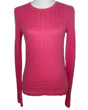Lilly Pulitzer Sweater Top Cable Knit Hot Pink Cotton Crewneck Long Sleeve, XS