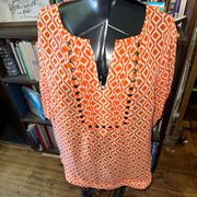 41 Hawthorn Stitchfix orange & white XL beachy flowy top