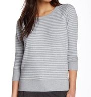 James Perse Stripe Heathered Raglan Sweatshirt Lrg