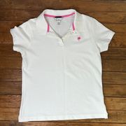 Women’s Vintage Y2K Lilly Pulitzer white short sleeve Polo shirt top size large