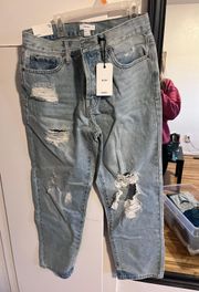 High Rise Distressed Mom Jeans