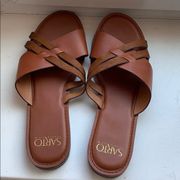 FRANCO SARTO BROWN LEATHER SANDALS