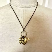 Heart, dove and clover charm Necklace