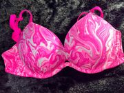 Pink Marble Print Bra 