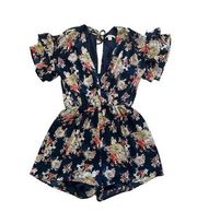 MIAMI Navy Blue Floral Romper Size Medium