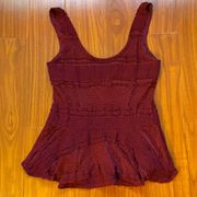 Ganni Burgundy Lace Peplum Tank