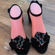 Diane Von Furstenberg Jo Lace Block Heel Sandal SZ 8.5 Shoes