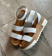 Bandi White Sandals Espadrille Wedge Shoes