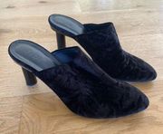 Tibi Velvet Heel Mules in Black