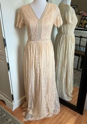 Small Lace Peach Maxi Dress