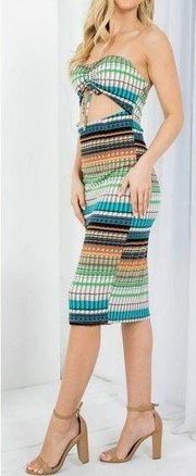 THE SANG MultiColor Brallete Style Tube Top With Pull String Front Bodycon Dress