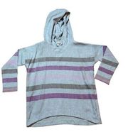 Lemlem gray purple 100% merino wool hooded pullover sz small