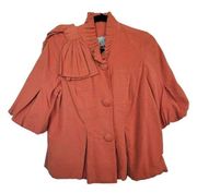 Judith March Womens Medium Velvet Orange Jacket with Shoulder Bow